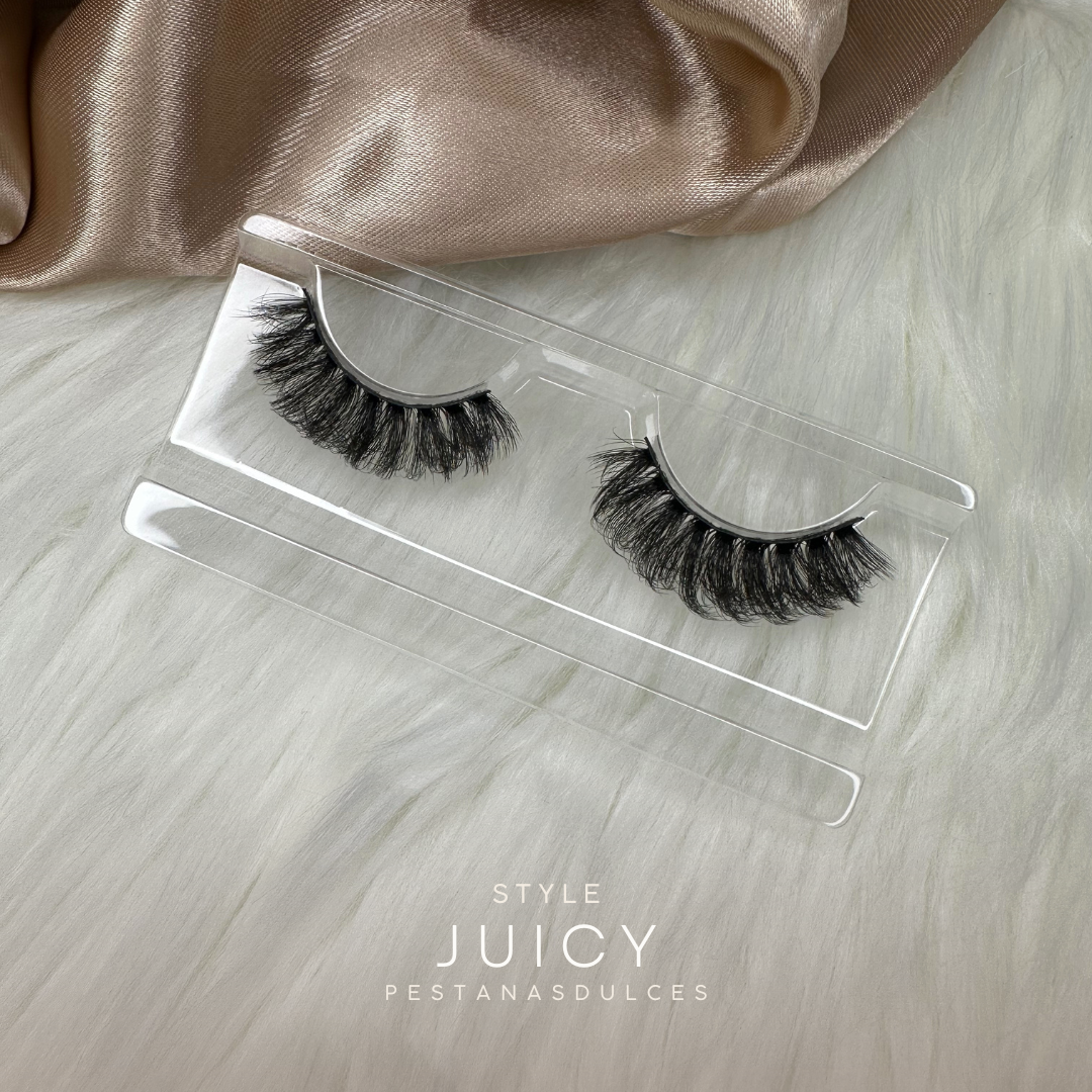JUICY medium-length fluffy thick false eyelash strips – reusable strip lashes