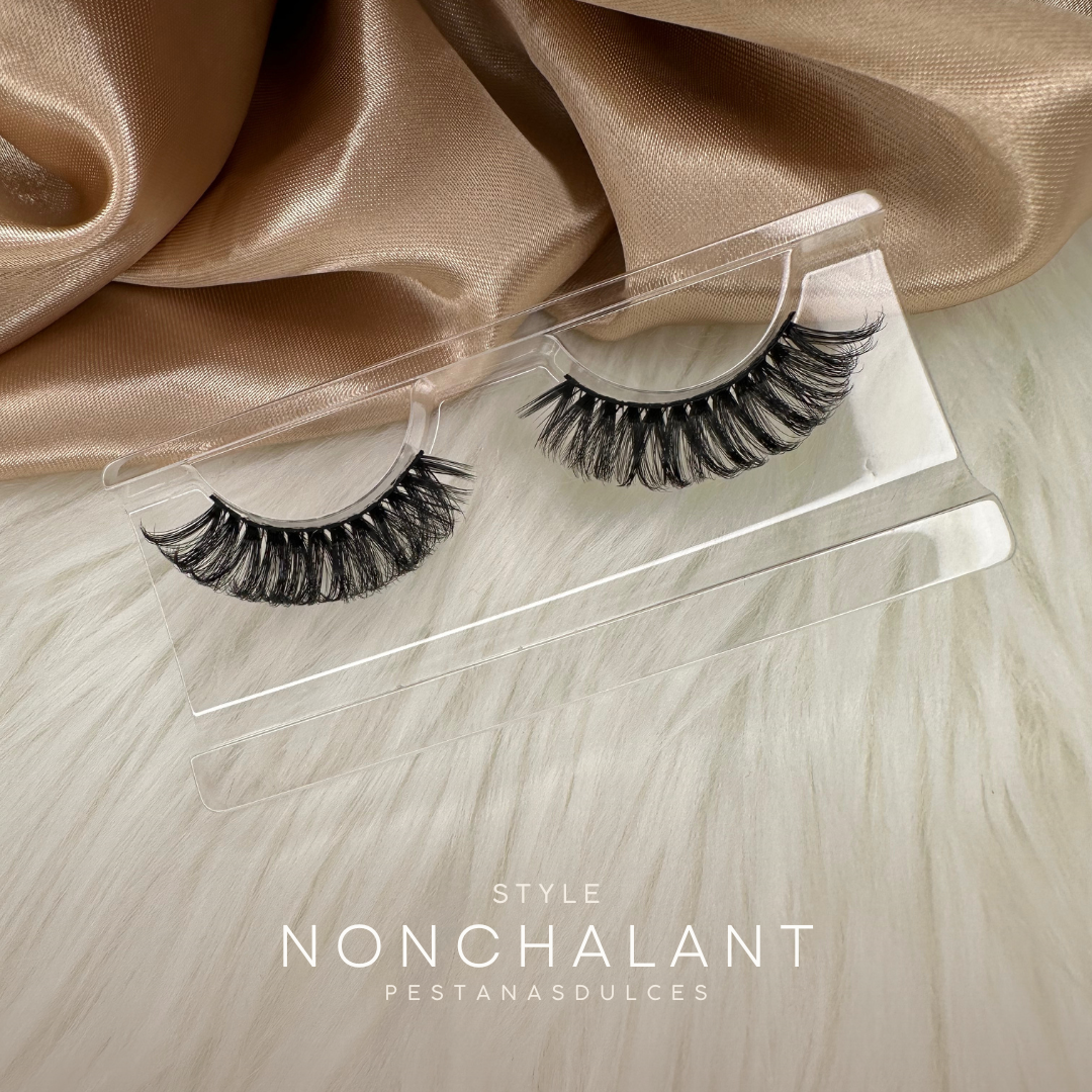 NONCHALANT medium-length curly dramatic false eyelash strips – reusable strip lashes