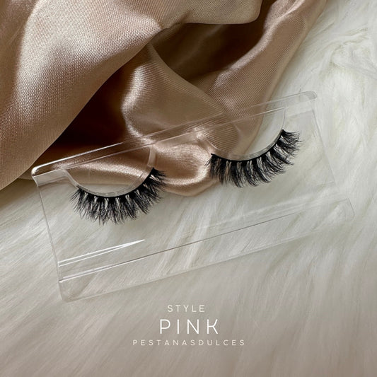 PINK short fluffy soft false eyelash strips – reusable strip lashes